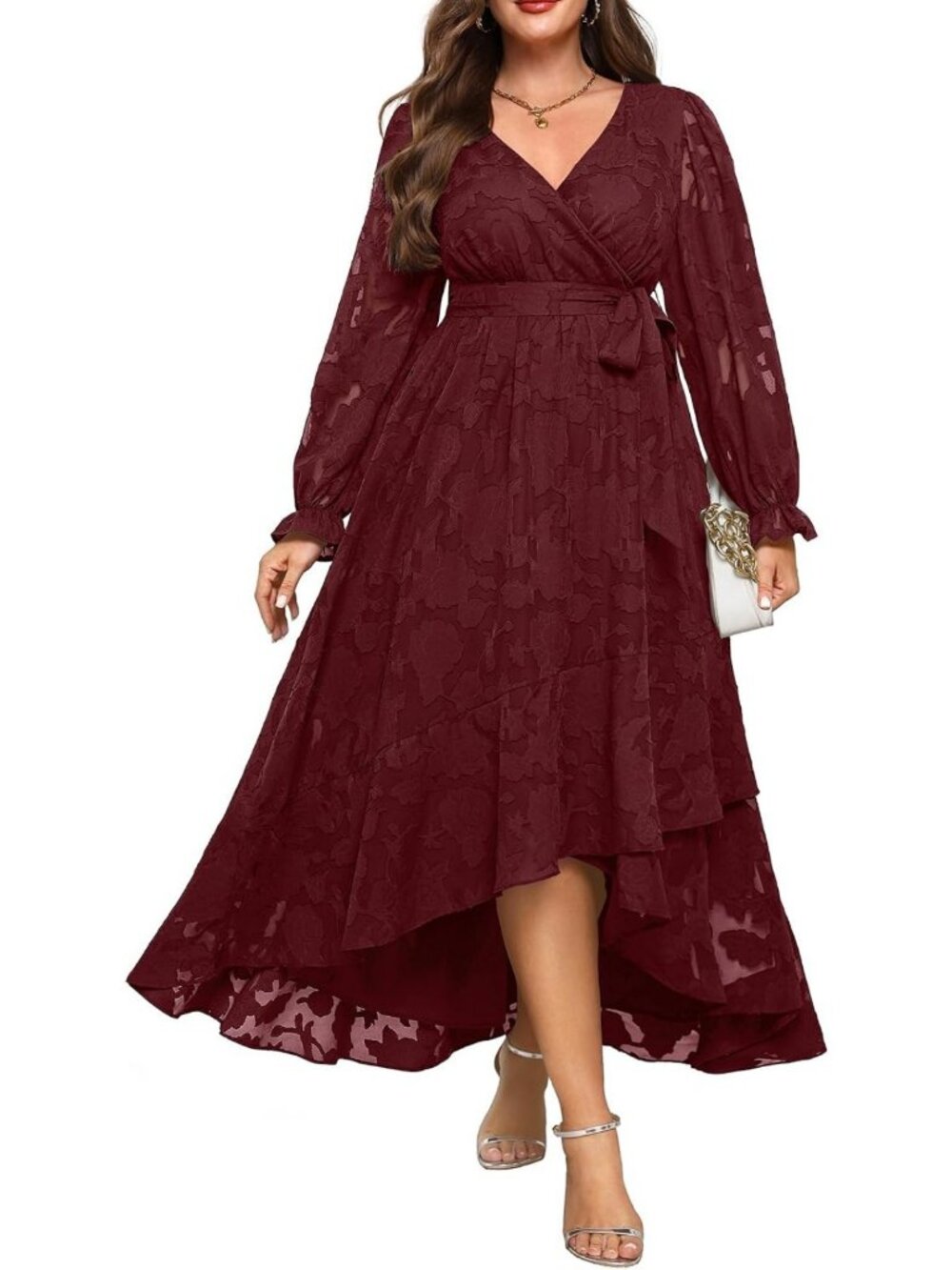 Plus Size Floral Maxi Dress for Wedding Guests | Long Sleeve Fall Style